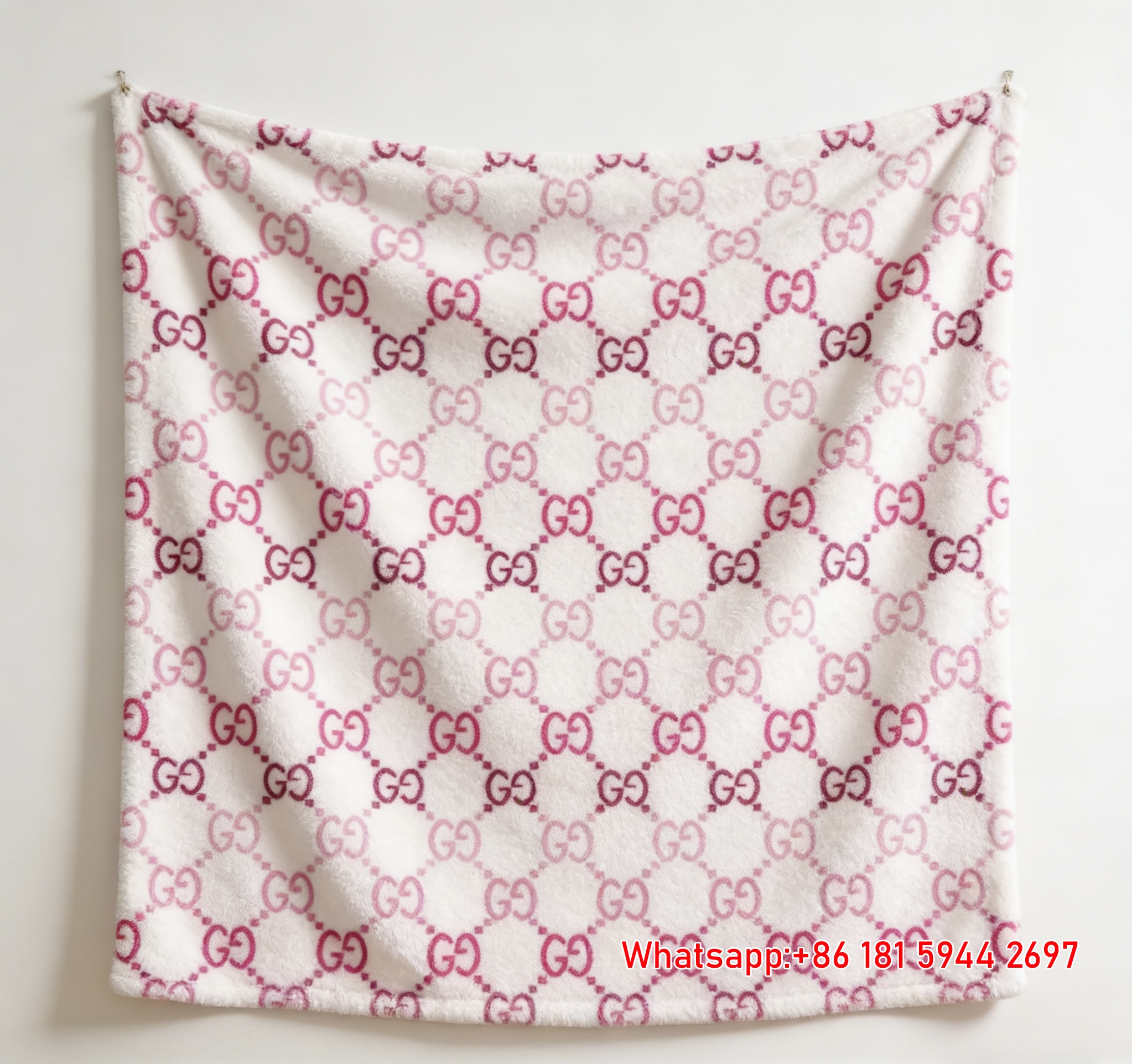 Pink Gradient GG Monogram Flannel Fleece Blanket – Wall Hanging Decor Gucci throw blanket IMG_2561